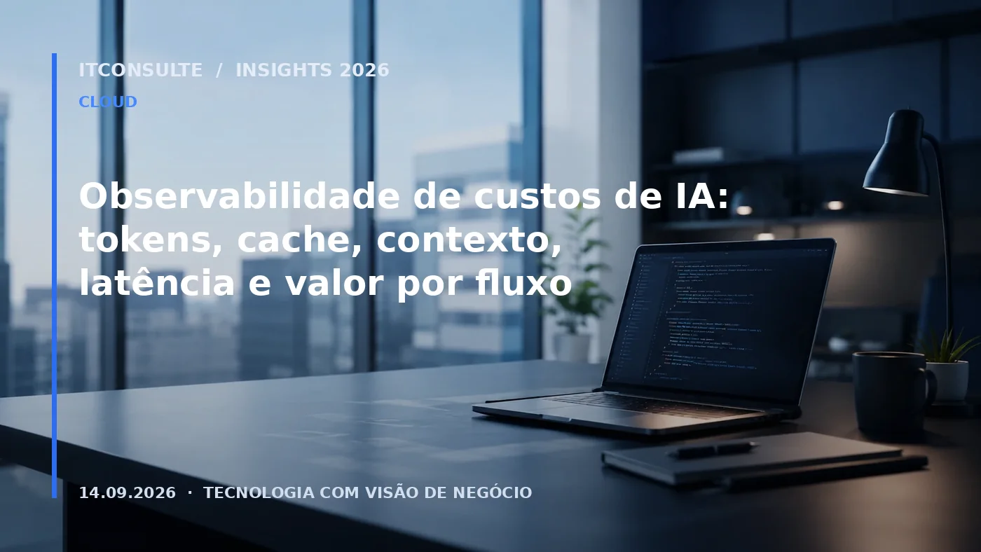 Observabilidade de custos de IA: tokens, cache, contexto, latência e valor por fluxo